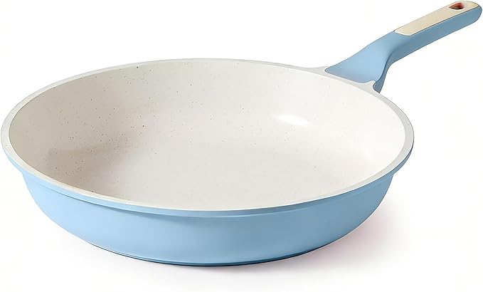 SENSARTE Nonstick Ceramic Frying Pan 8-Inch, Healthy Non Toxic Skillet, Induction Compatible Omelet Pan with Heat Resistant Handle, PFAS-Free, Blue