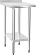 HARDURA Stainless Steel Commercial Work Table Prep Work Metal Table 24×18 Inches with Undershelf and 2" Backsplash Heavy Duty NSF 430 for Kitchen Food Prep