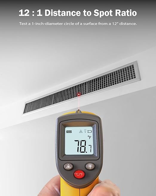 Infrared Thermometer Laser Temperature Gun, Digital Surface Heat Temp Gun Non-Contact for Cooking Food, Pizza Oven, Griddle Meat, Refrigerator, HVAC, Grill, Engine -58℉~788℉