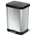 Glad GLD-74506 Stainless Steel Step Trash Can with Clorox Odor Protection | Large Metal Kitchen Garbage Bin with Soft Close Lid, Foot Pedal and Waste Bag Roll Holder, 13 Gallon, Stainless