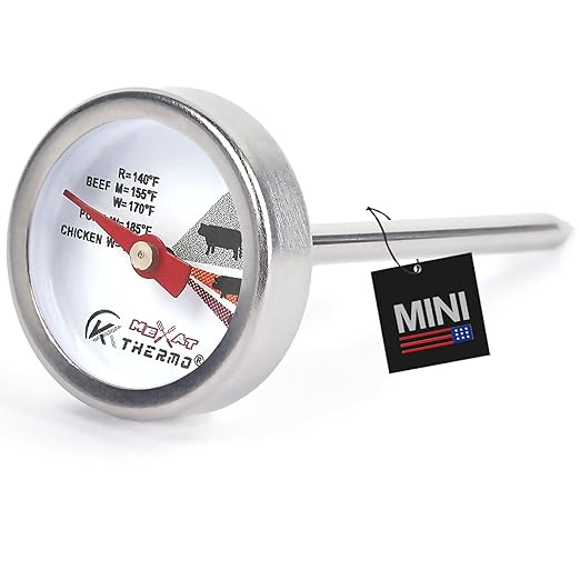 Mini Custom Poultry Meat Thermometer Steak Thermometer for Grilling Instant Read Cooking Thermometer Stainless Dial Steel for Beef, Pork and Chicken