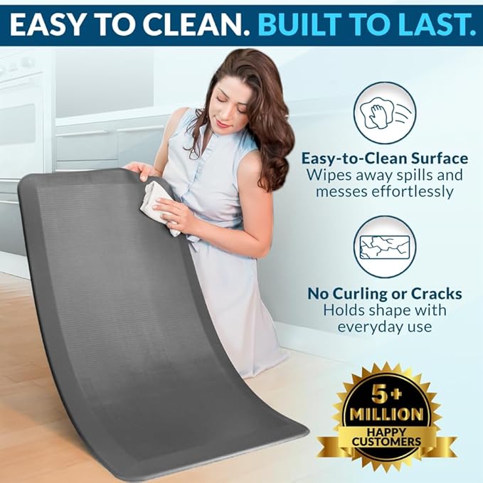 ComfiLife Anti Fatigue Floor Mat – 3/4 Inch Thick Kitchen Mats for Floor, Standing Desk Mat, Kitchen Rug – Comfort at Home, Office – Durable – Stain Resistant – Non-Slip Bottom (20" x 32", Charcoal)