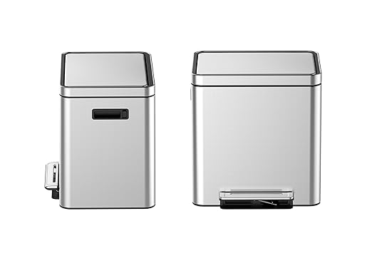 Dual Compartment Kitchen Trash Can with Lid 30l, Stainless Steel Step Trash Can with 2 Buckets, Soft-Close Foot Pedal Recycling Bin, Fingerprint-Resistant for Home, Kitchen, Office Waste Sorting