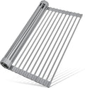 MERRYBOX Roll Up Dish Drying Rack, Over The Sink Dish Rack Foldable, Heat-Resistant, Anti-Slip Silicone Coated Dish Drainer for Kitchen Counter, Large & Multipurpose Sink Drying Rack, 20.5" x 13.1"