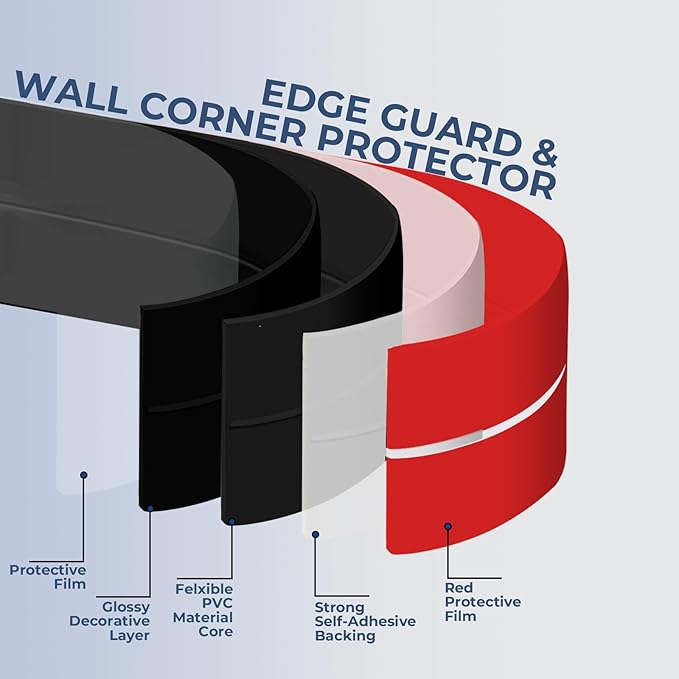 Storystore Wall Corner Protector Moulding Trim 1.6 in x 23 Ft,Peel and Stick Corner Moulding Trim, Self Adhesive Corner Guards Edge Protector for Wall Edge Corner, Countertop,Black