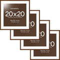 Homeforia 20x20 Brown Picture Frame, High End Dark Oak 20 x 20 Square Wood Frame with Mat 16 x 16 for Photo, 20by20 Wooden Walnut Poster Frame Matted to 16x16 Print, Tempered Glass, Wall Kit, Set of 4