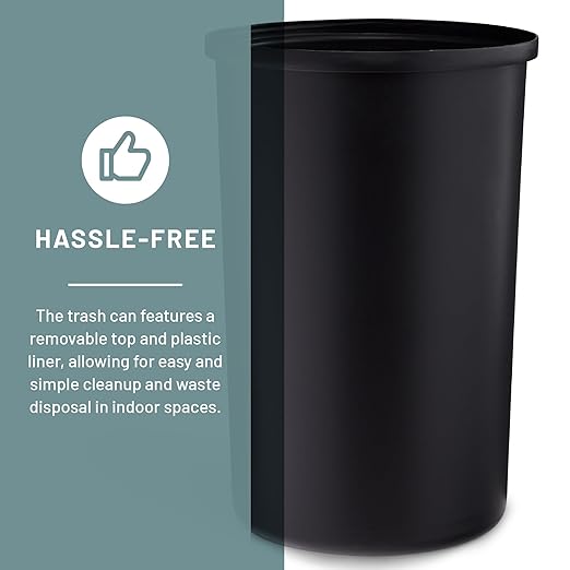 Safco Open Top Trash Can, 30 Gallon Stainless Steel Modern Garbage Can for Indoor Use, Silver