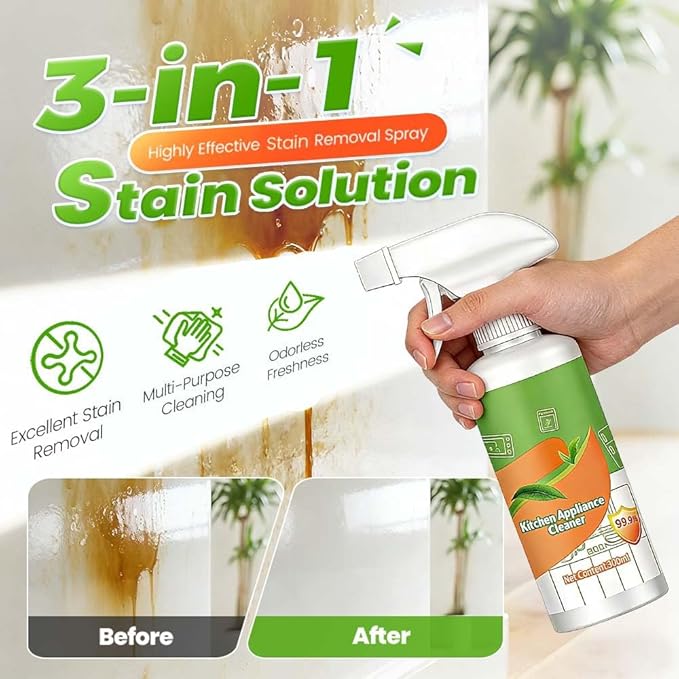 Kafia Natural Enzyme Formula to Household Appliances,Electrolyzed Ion Kitchen Cleaner Spray,Kitchen Appliance Cleaner,For Hold,Oven,Stove,Range Hood (300ML-2PCS)