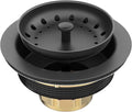 BOTEMY Stainless Steel Black Sink Drain Strainer Kit 3-1/2 inch Kitchen Drain Assembly with Metal Center Knob Basket Stopper Replacement for Standard Kitchen Sinks, Matte Black