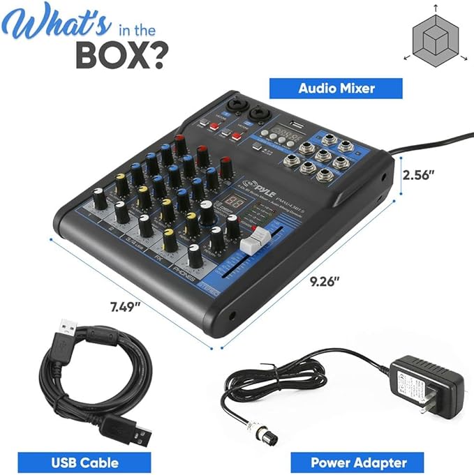 Pyle Professional Audio Mixer Sound Board Console System- Interface 4 Channel Digital USB Bluetooth MP3 Computer Input 48V Phantom Power Stereo DJ Studio Streaming FX 16-Bit DSP Processor- PMXU43BT.5