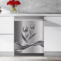 Stainless Steel Flower Painting Dishwasher Cover Decorative Magnetic Sticker Kitchen Refrigerator Covers for The Front Fridge Door Magnet 23W x 26H inchs