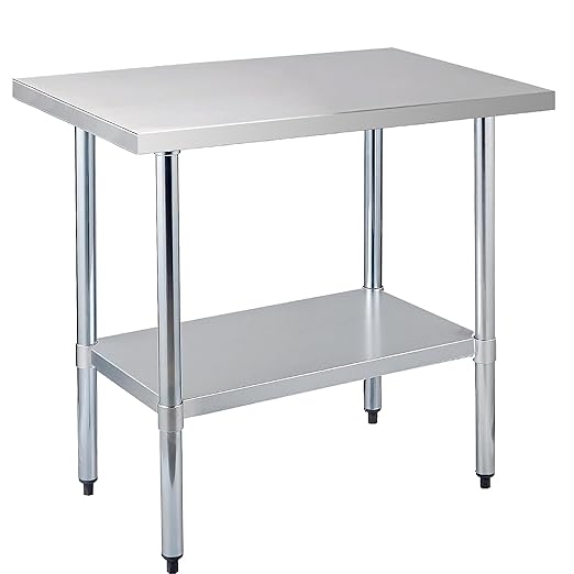 COOLCHEF Stainless Steel Work Table 24 x 36 Inch, NSF Commercial Prep Table with Undershelf, Heavy Duty Food Prep Workstation