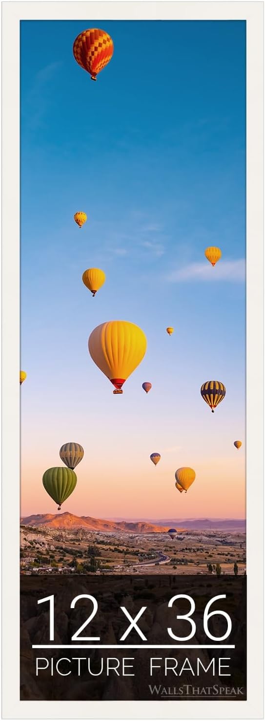 wallsthatspeak 12x36 White Picture Frame for Puzzles Posters Photos or Artwork