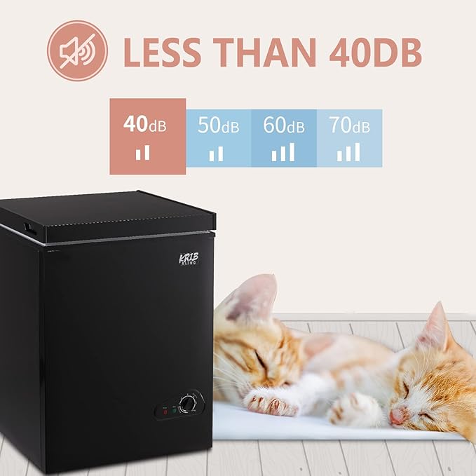 3.5 Cu.Ft Compact Chest Freezer with Removable Basket, Top Door Open Freestanding Deep Freezer with 7 Gears Temperature Adjustment, Ideal for Home, Kitchen & Office, Black