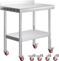 Jocisland 24" x 36" Stainless Steel Table for Prep & Work with Backsplash and Wheels, Adjustable Under Shelf & Safe Design for Restaurant, Home, Outdoor