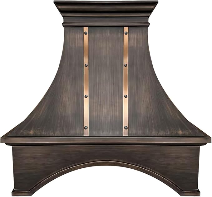 Handmade Copper Range Hood, Custom Kitchen Hood with High Airflow Built-in Range Hood, Natural Copper Stove Vent Hood for Kitchen, 36"W x 42"H Wall Mount, HCW22PC-364222NCBH