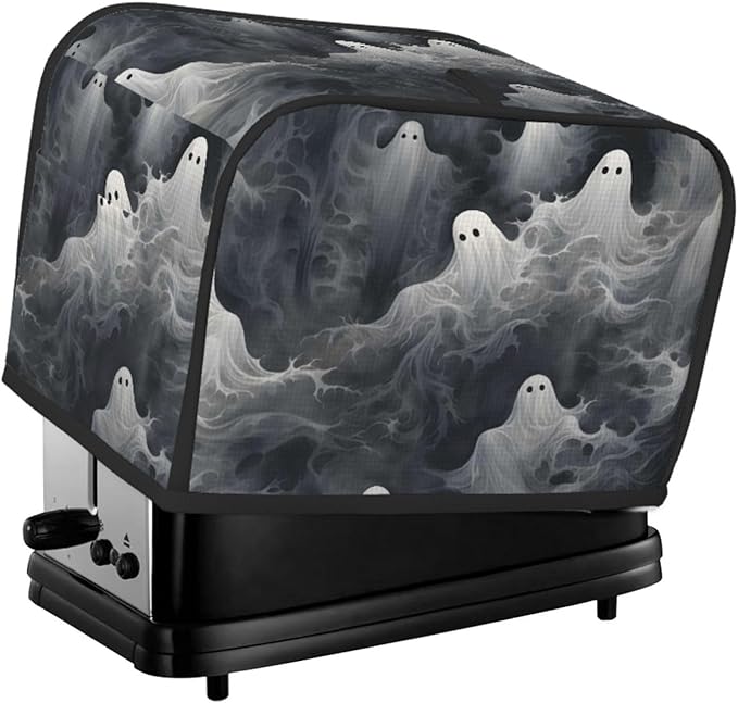 Toaster Cover 2 Slice Halloween Ghost Pattern Waterproof Appliance Cover with Hang Loop Bread Baker Toaster Cover for Kitchen