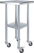 AmGood 20" Long x 20" Deep Stainless Steel Table with Casters