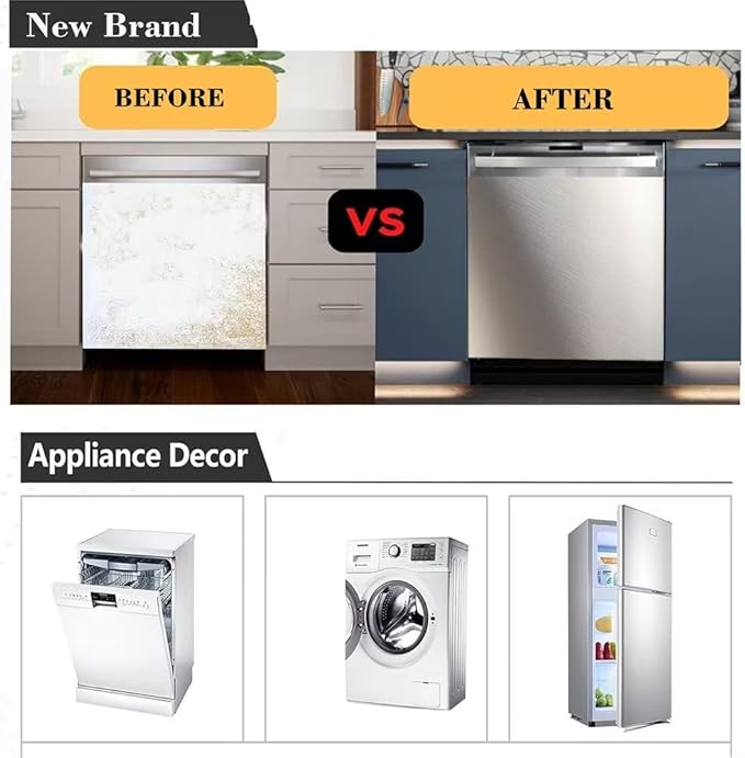 Brushed White Stainless Steel Dishwasher Magnet Cover, Magnetic Dishwasher Cover Front Door Panel Decal Kitchen Decor, Home Appliance Sticker Dishwasher Covers, 23"x 17"