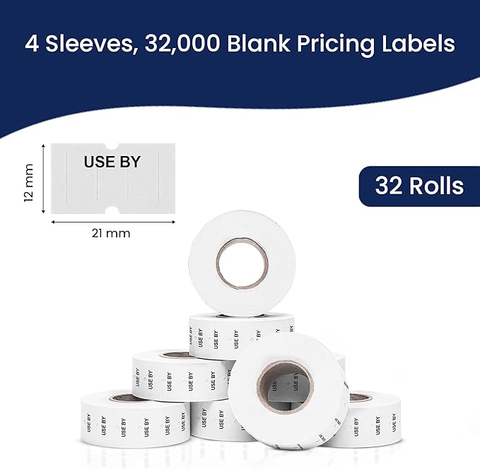 Perco Use by 1 Line Labels - 4 Sleeves, 32,000 "Use by Labels for Perco Lite, X, Plus and Pro 1 Line Date Guns