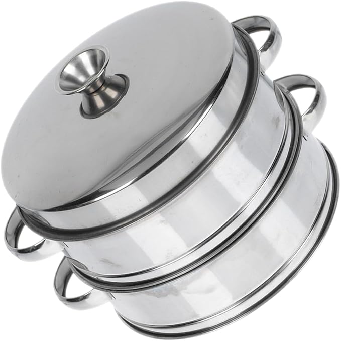 Sosoport 2-tier Stainless Steel Cooking Steamer with Cover Thickened Food Steamer for Home Kitchen Multi-functional Dumpling and Bun Small Commercial Size for Breakfast and Dim Sum