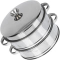 Sosoport 2-tier Stainless Steel Cooking Steamer with Cover Thickened Food Steamer for Home Kitchen Multi-functional Dumpling and Bun Small Commercial Size for Breakfast and Dim Sum