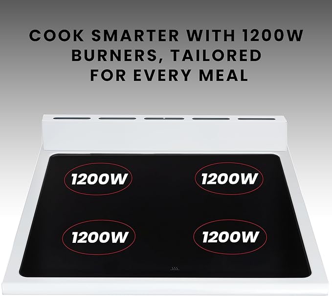 Equator ECR 204 20" Electric Range in WHITE – 4 Ceramic Burners, Convection Oven & Air Fry Function, Compact Freestanding Electric Stove for Apartments, Condos & Tiny Kitchens
