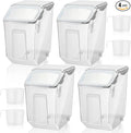 Umigy 4 Pack Rice Storage Container With Wheels Plastic Airtight Lid Flour Container Bin for Dog Pet Cereal Grain Dry Food, 15 Liter / 30 lbs
