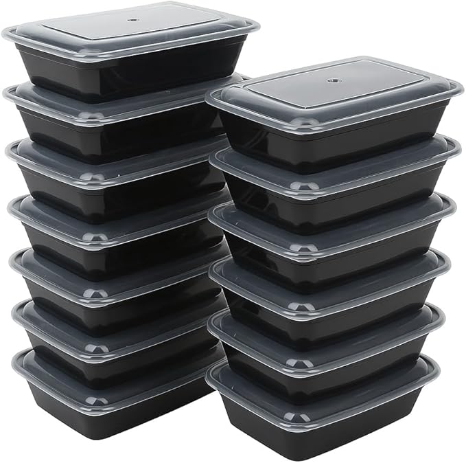 Ruthy's Outlet Meal Prep Containers W/Lids -Square Food Storage – BPA-Free| Stackable | Microwave | Freezer & Dishwasher Safe | Reusable Lunch Bento Box Portion Control & Planning (100 Pack, 24 oz)