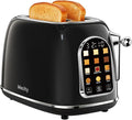 Mecity Toaster 2 Slice, Touch Screen Wide Slot Retro Toaster For Breads Bagel Muffin Waffle, House Warming Gift New Home, 120V 825W, Jet Black