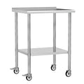 Stainless Steel Work Table with Wheels, 24x30 Inch NSF Food Prep Table with Backsplash & Adjustable Undershelf for Commercial Kitchen, Restaurant, Garage, Outdoor BBQ