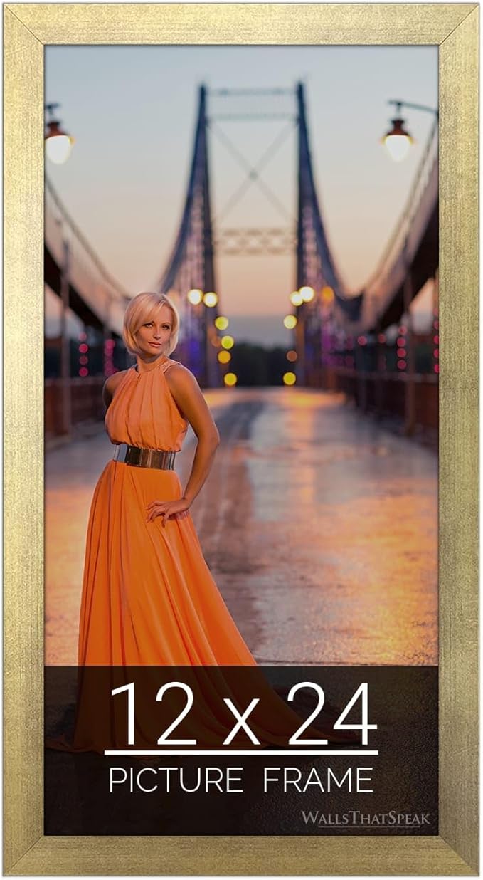 wallsthatspeak 12x24 Gold Picture Frame for Puzzles Posters Photos or Artwork