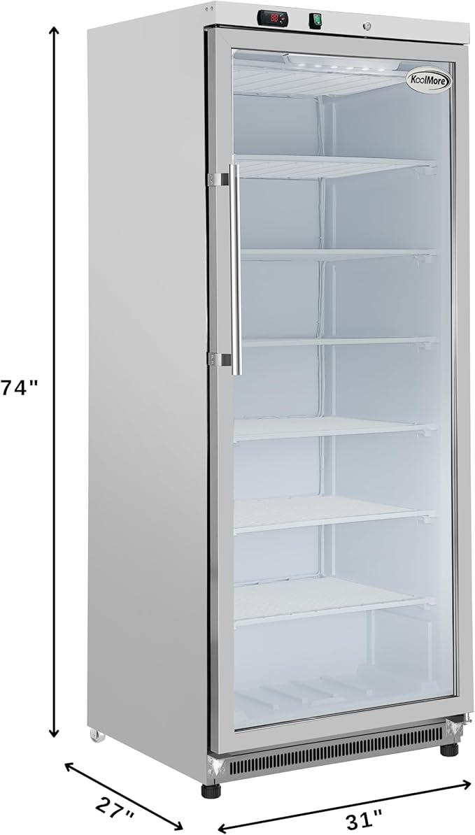 KoolMore 21 Cu. Ft. Commercial Freezer with Glass Door in Stainless Steel - Manual Defrost (KM-GDF20MD)