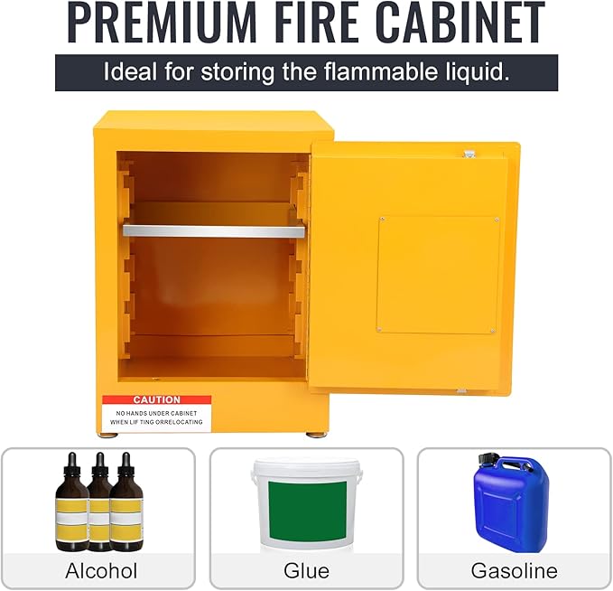 Flammable Storage Cabinet, Galvanized Steel Safety, Adjustable Shelf, for Commercial Industrial and Home Use
