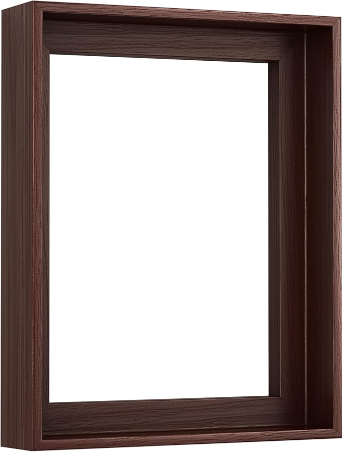 ART Canvas Floater Frame Fits 1”–1.25”Deep Gallery-Wrapped Canvas, Wood-Look Floater Frames for Finished Stretched Canvas Prints, Wall Oil Paintings Artwork for Home Bedroom (Dark Wanut, 16" x 16")