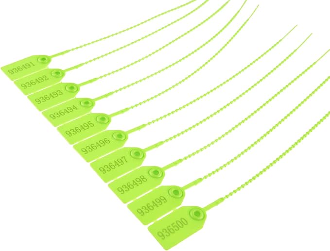 Plastic Security Seals Disposable Tags Safety Padlocks Zip Ties Numbered 9.84 inches Green 200 pcs per Bag