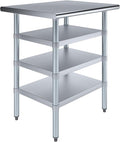 24 in. x 30 in. Stainless Steel Work Table with Three Bottom Shelves | NSF Kitchen Prep Table | Utitly Metal Table