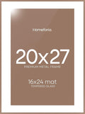 Homeforia 20x27 Picture Frame Mocha, High End Metal 20x27 Poster Frames with Mat 16x24 Photo, 20 x 27 Mocha Frame Matted to 16 by 24 Print, 27by20 Thin Hanging Frames, Tempered Glass, Wall Kit, Set of 1