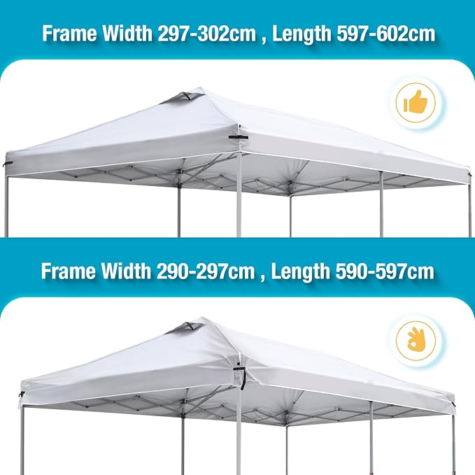 10x20 Canopy Replacement Top Cover with Air Vents for ez up Pop up Canopy Gazebo Tent, with Adjustable Strap, Waterproof & Anti-UV for Outdoor Shade (Top Only,Frame Not Included) (Off White)