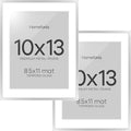 Homeforia 10x13 Picture Frame Silver, High End Metal 10x13 Frames with Mat 8.5x11, 10 x 13 Silver Poster Frames Matted to 8.5 x 11 inch Photo, 10by13 Hanging Frames, Tempered Glass, Wall Kit, Set of 2