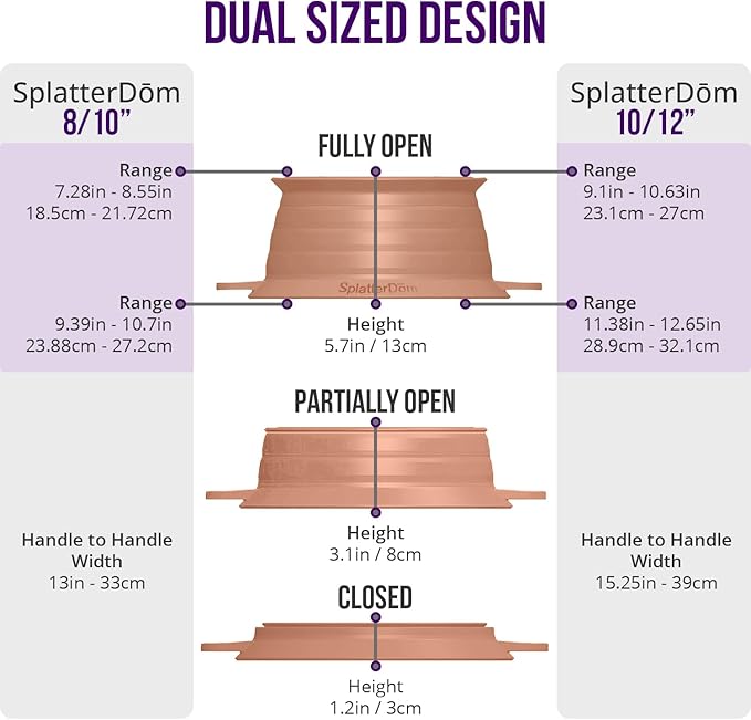L.I.Q Silicone Splatter Guard – Fits 8 and 10 Inch Pots (20 and 25 Centimeters) – Microwave Safe and Durable SplatterDom - Includes 8” Lid - Food and Oil Splash Guard (Terra Cotta, Small)