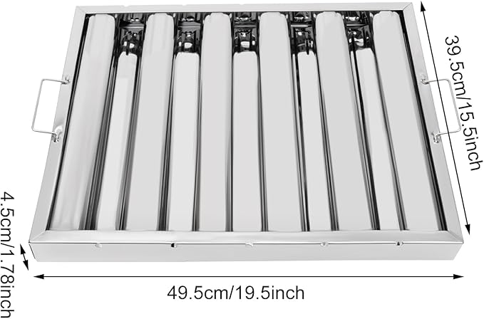 Pack of 6 Range Hood Filter, 19.5" W x 15.5" H 430 Stainless Steel Exhaust Range Hood Filter Commercial 5 Grooves Stove Hood Vent Filter Replacement for Kitchen Restaurants Silver