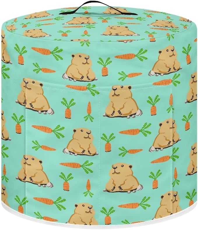 Pressure Cooker Cover for Women,Groundhog Carrot Insulated Rice Cooker Cover with Easy to Clean Lining Waterproof Dust Cover with Pockets for Instant Pot 6 Quart Appliance Cover