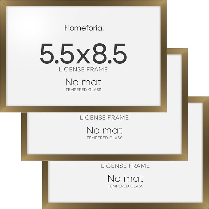 Homeforia 5.5 x 8.5 Business License Frame Bronze, High End Metal 5.5x8.5 Certificate Frame, 8.5x5.5 Document Frames for Wall or Tabletop, 5.5 by 8.5 Picture Frames, Tempered Glass, Wall Kit, Set of 3