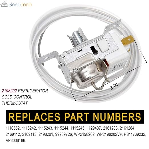 Lifetime 2198202 Refrigerator Cold Control Thermostat by Seentech Easy to Install - Exact Fit for Whirlpool,Kenmore Refrigerator - Replaces Part Numbers: WP2198202 2161284 2198201 PS11739232 AP6006166