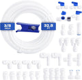 3/8 Water Line, cnaodun with 3/8" OD 32.8ft Water Tubing Reverse Osmosis Quick Connect Fittings Push To Connect Water Tube Fittings for RO Water Filter