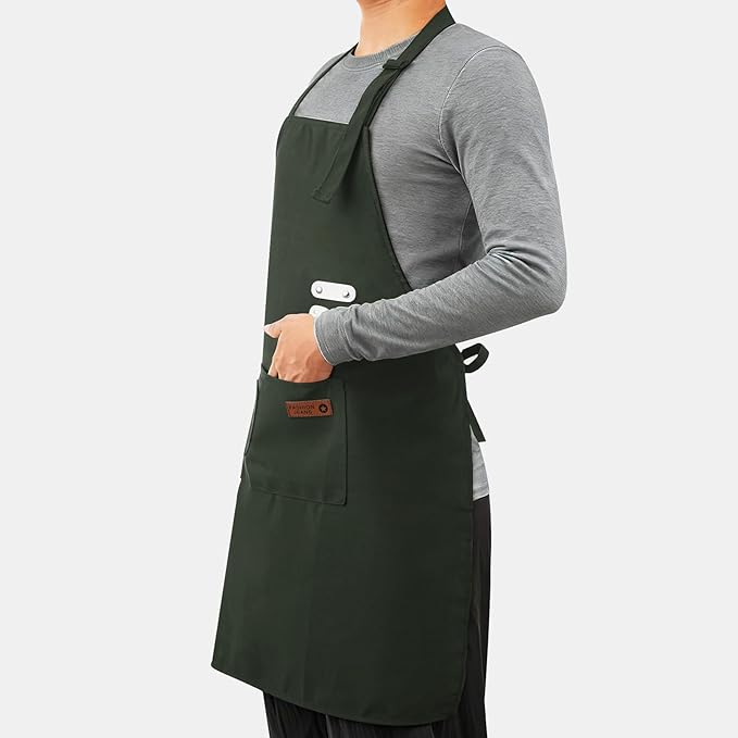 Vinchef New Soft Canvas Apron, Adjustable Neck Strap, Large Pocket, Unisex Kitchen Apron, Cooking Aprons for Women and Men