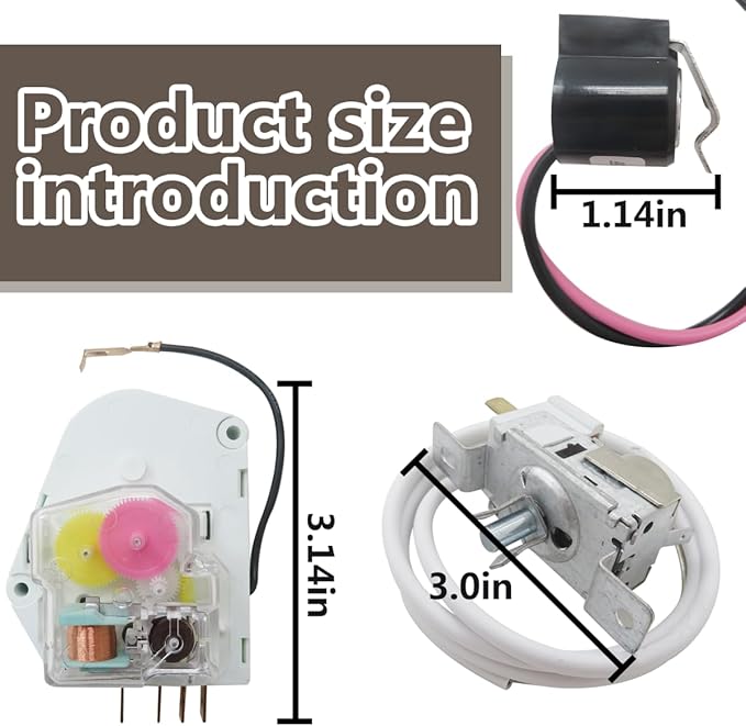 Professional 2198202 Cold Control Thermostat W10822278 Defrost Timer W10225581 Bimetal Thermostat Refrigerator Defrost Repair Kit for Whirlpool for Kenmore for KitchenAid Fridges