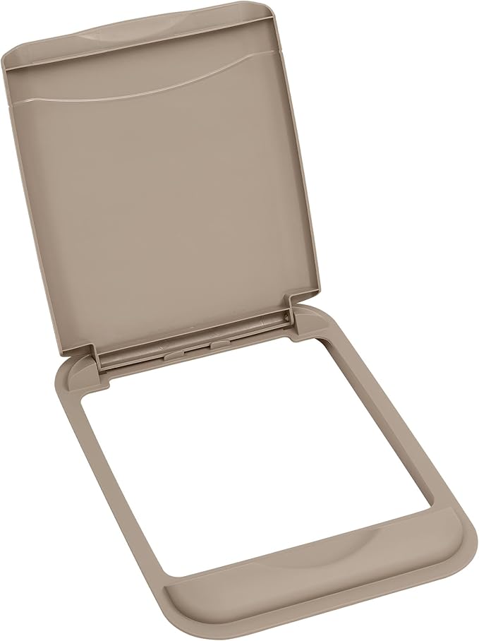 Rev-A-Shelf 35 Qt Polymer Plastic Trash Can Replacement Lid for Kitchen or Laundry Room Sliding Cabinet Base Lid Only, Champagne, RV-35-LID12-1-40