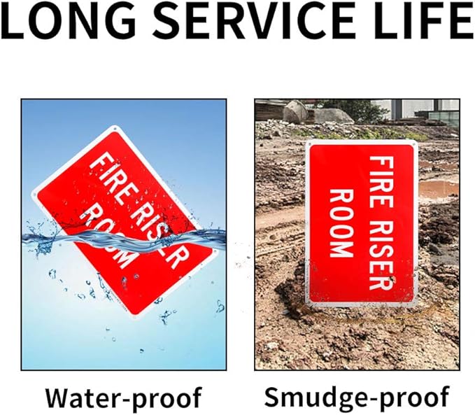 2-Pack Fire Riser Room Sign, 10"x 7" .04" Aluminum Reflective Sign Rust Free Aluminum-UV Protected and Weatherproof